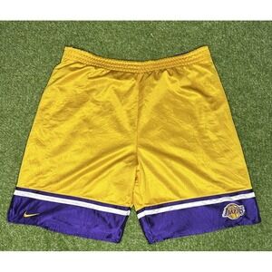 Vtg Nike Los Angeles‎ Lakers Reversible Shorts Kobe Era Purple Gold Men's XL